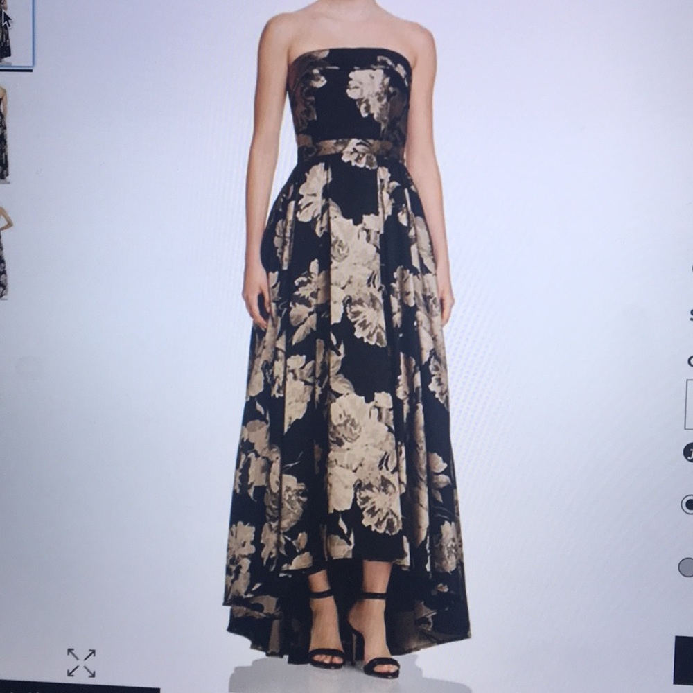 Avery G floral strapless gown